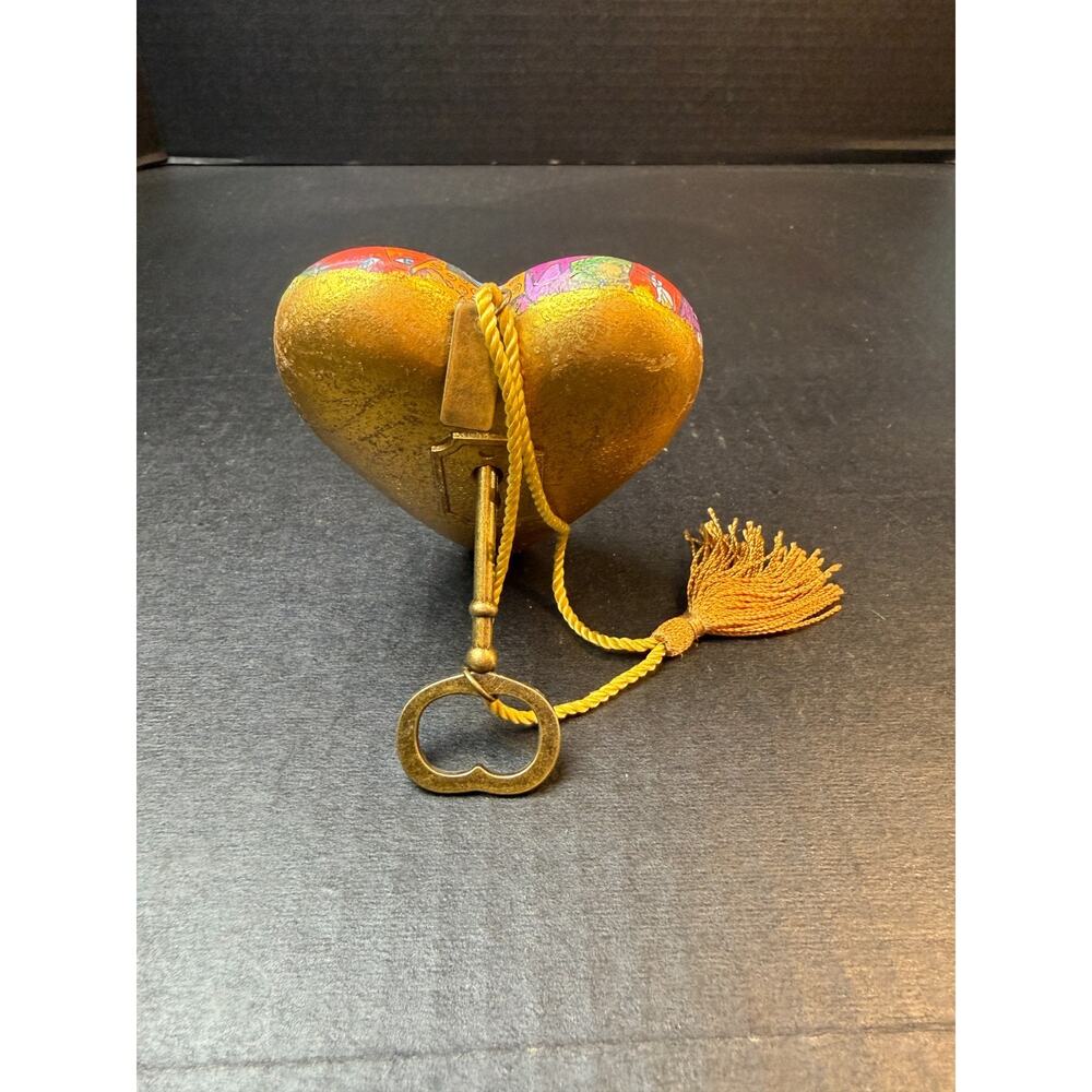 Laurel Burch Art Hearts Demdaco Decor Multicolored Cats Gold with Key Stand - Picture 5 of 10